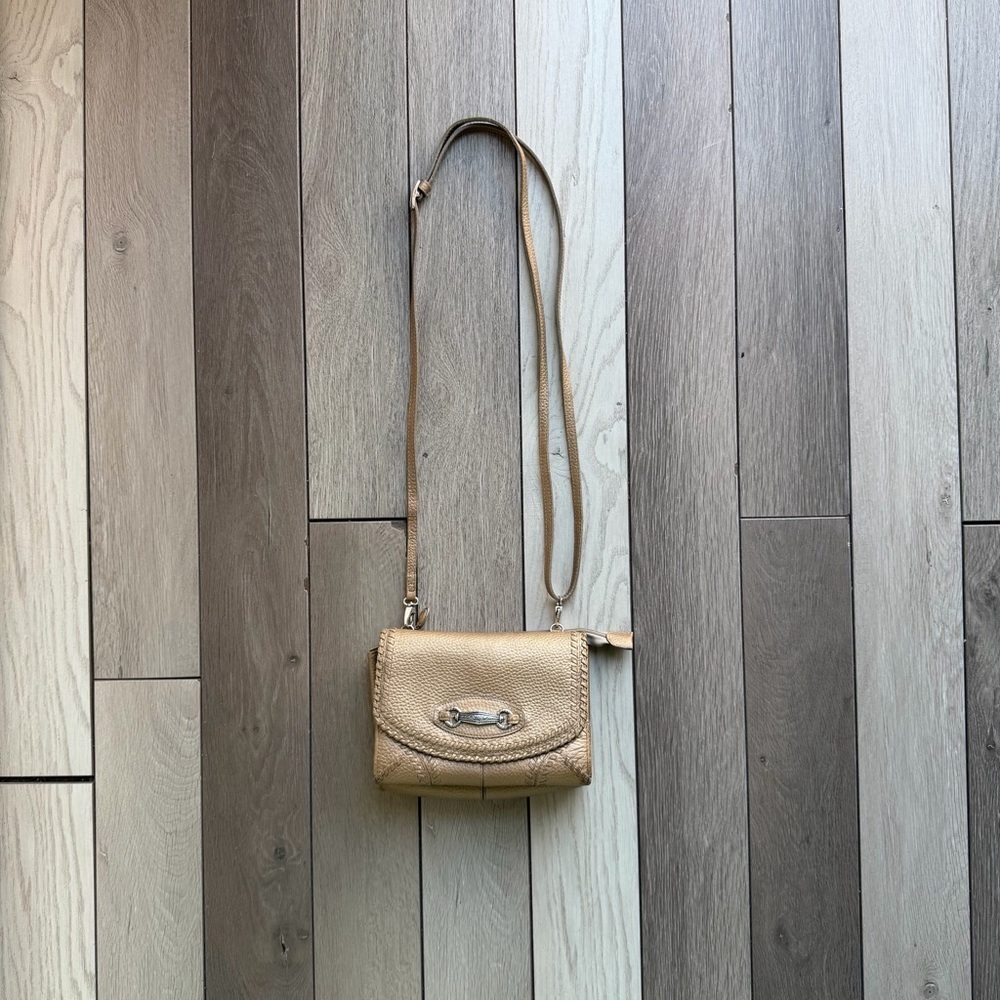 Brighton Gold Pebble Leather Bifold Organizer Crossbody